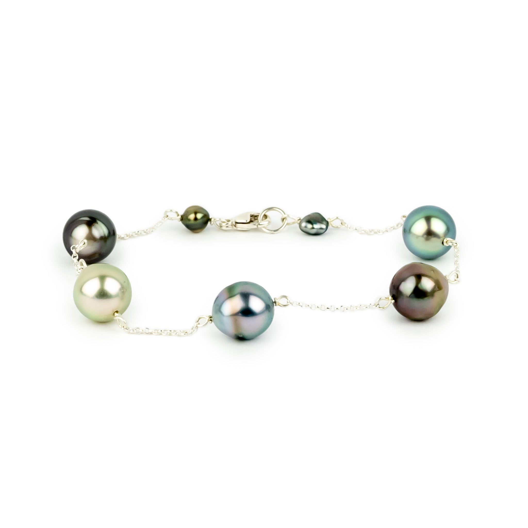 Orchid Garden Tin-Cup Tahitian Pearl Bracelet on Sterling Silver