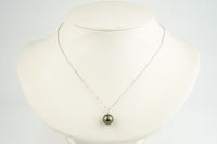 Tahitian Warm Green Pearl & Diamond Éclat Necklace on 14KWG