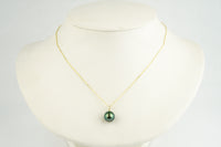 Tahitian Vibrant Blue-Green  Pearl & Diamond Éclat Necklace on 14KYG