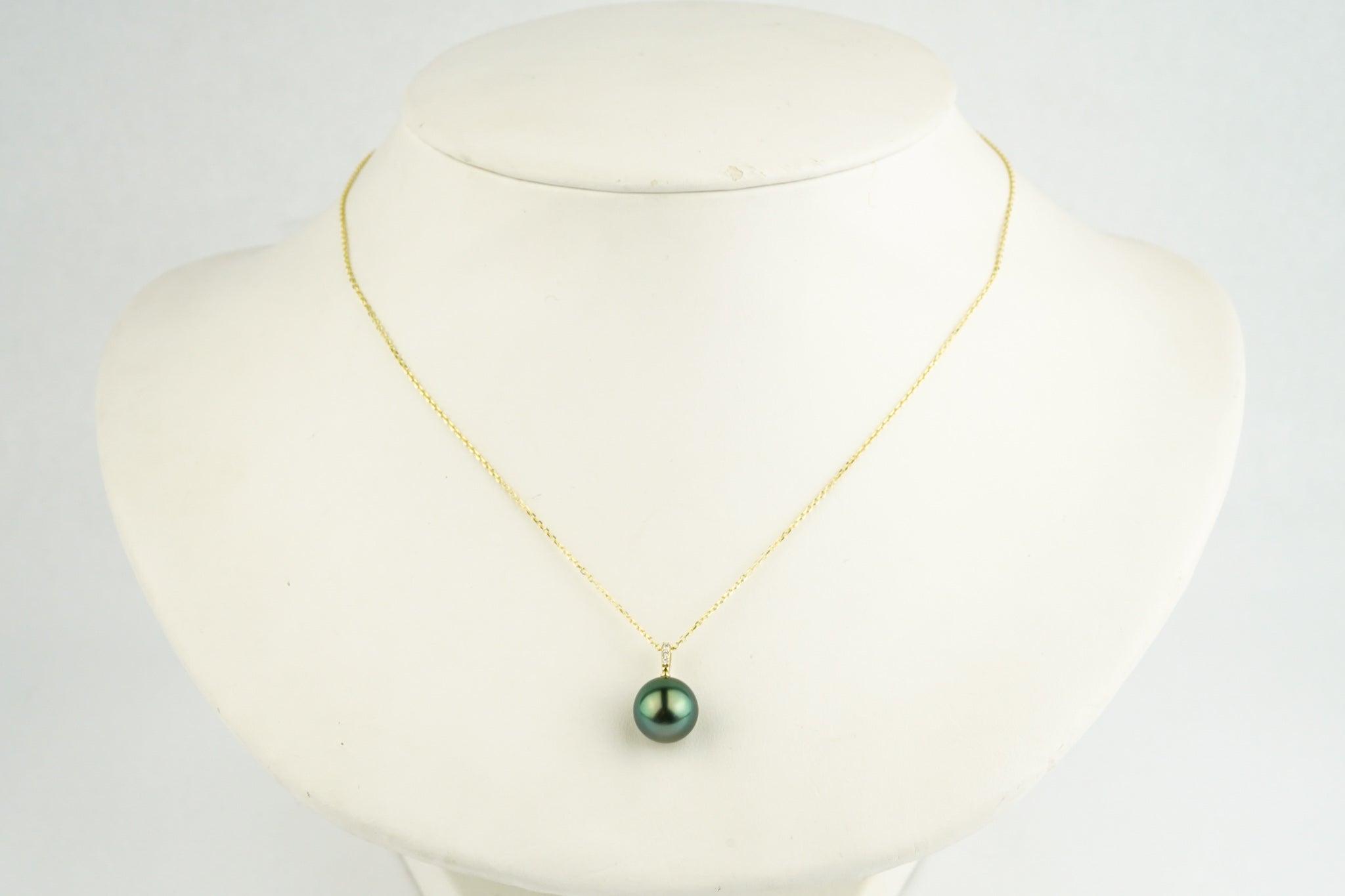 Tahitian Vibrant Blue-Green  Pearl & Diamond Éclat Necklace on 14KYG