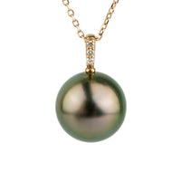 Tahitian Plum Peacock Pearl & Diamond Éclat Necklace on 14KRG