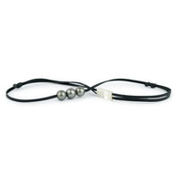 Triple 10.5mm-11.5mm Dark Silvery Eimeo Mana Necklace