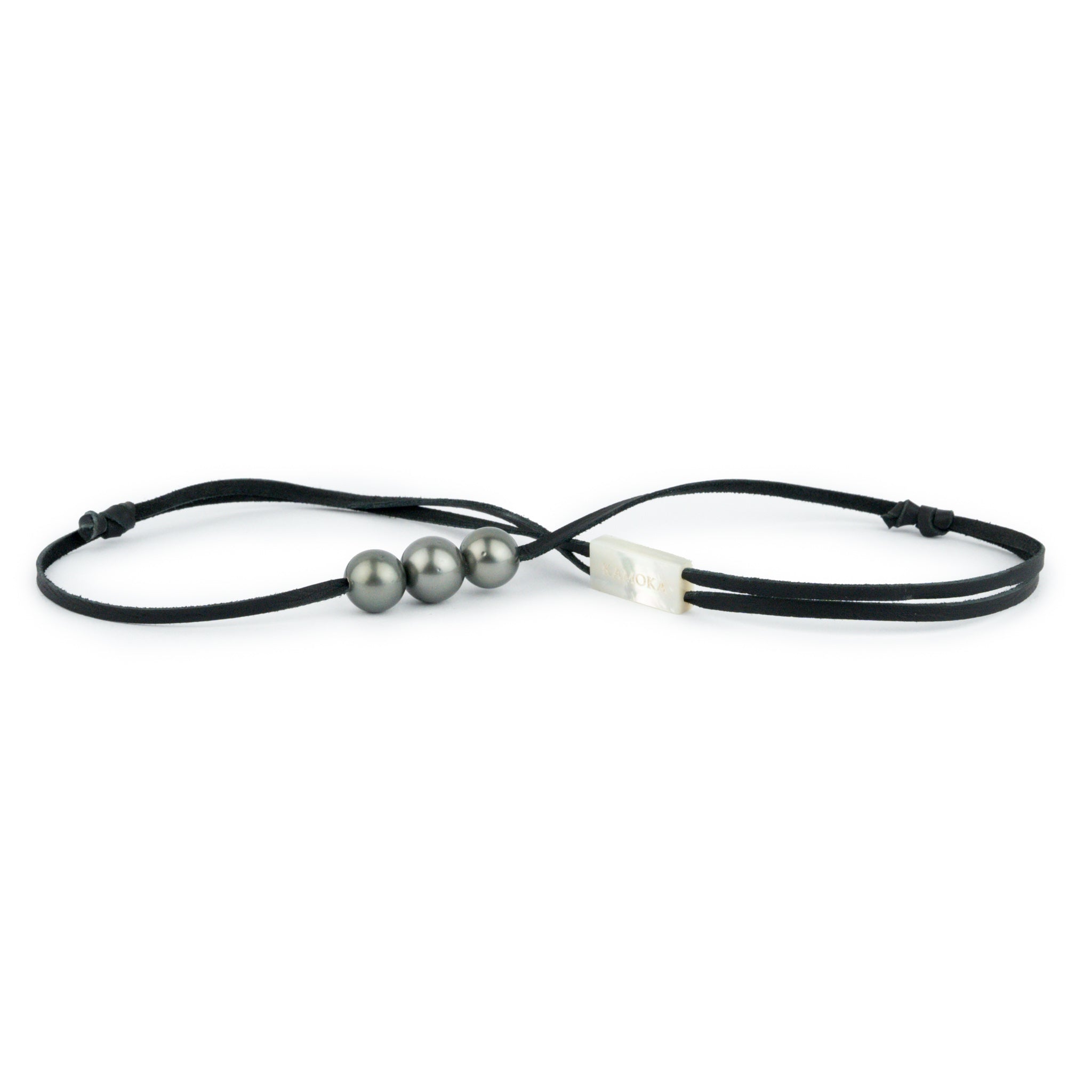Triple 10.5mm-11.5mm Dark Silvery Eimeo Mana Necklace