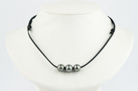 Triple 10.5mm-11.5mm Dark Silvery Eimeo Mana Necklace