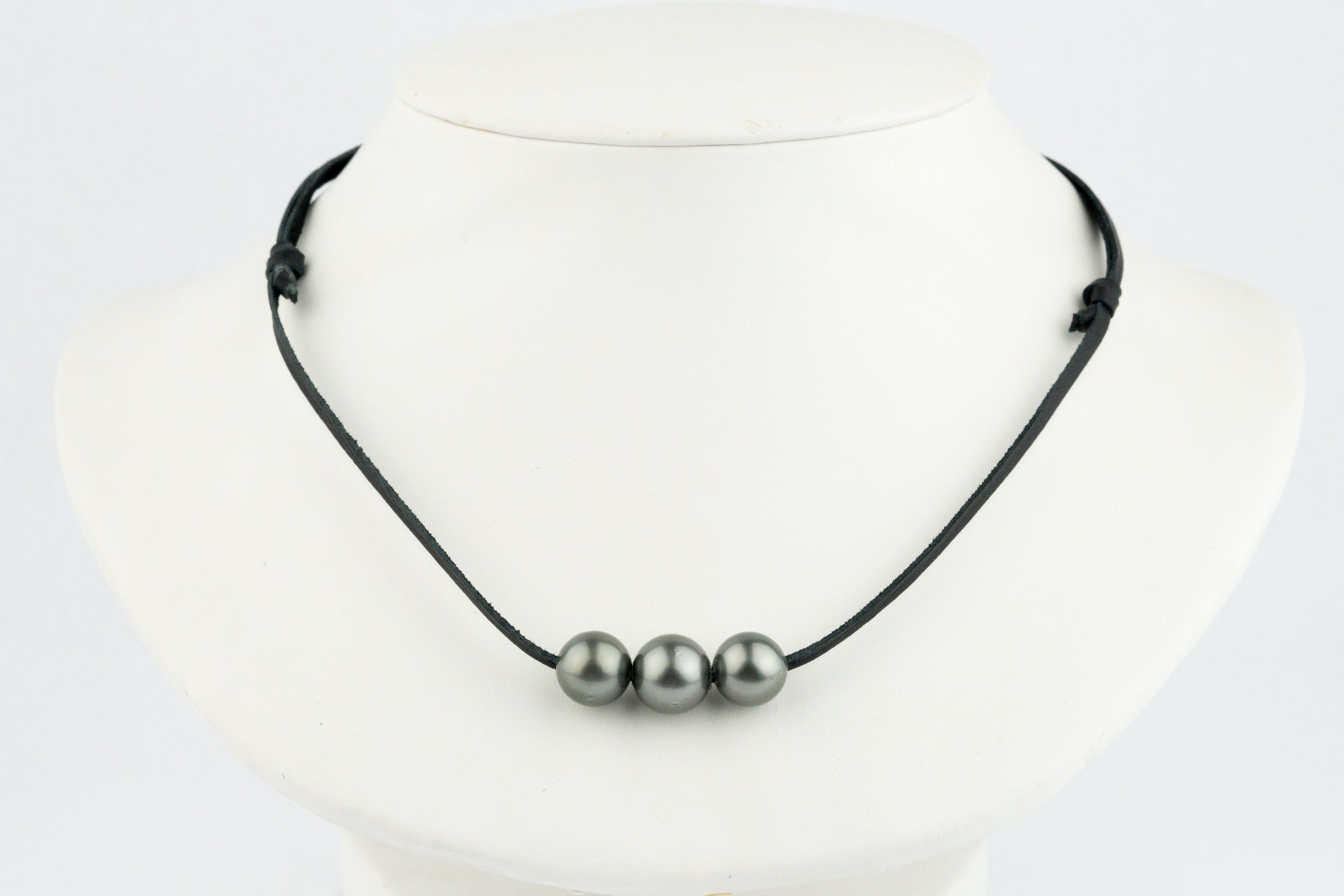 Triple 10.5mm-11.5mm Dark Silvery Eimeo Mana Necklace
