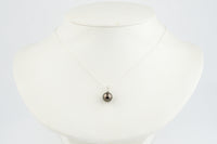 Tahitian Pearl & Diamond Aubergine Green Étoile Necklace on Sterling Silver