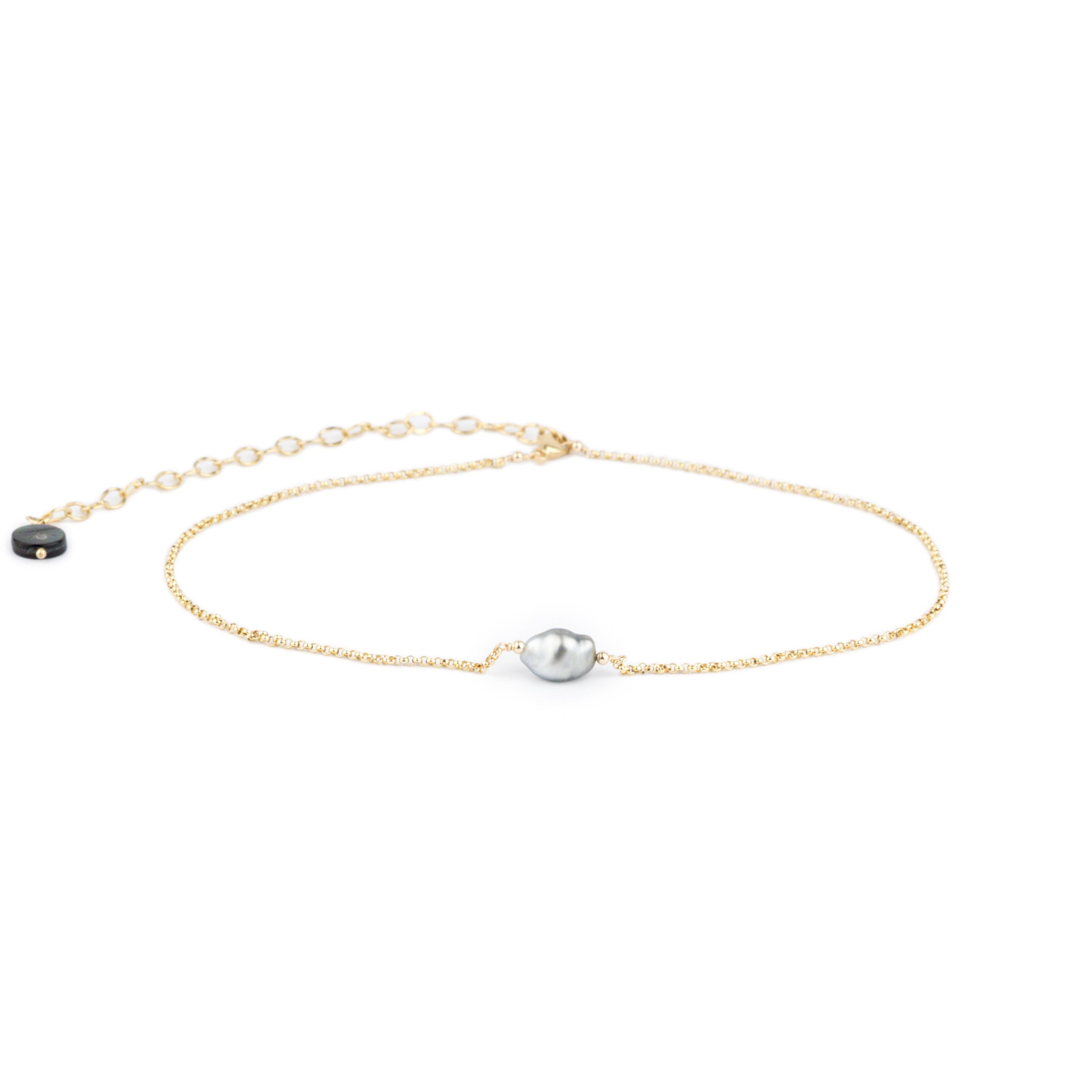 Tahitian Keshi Pearl Chain Choker Necklace on 14/20 Gold Filled
