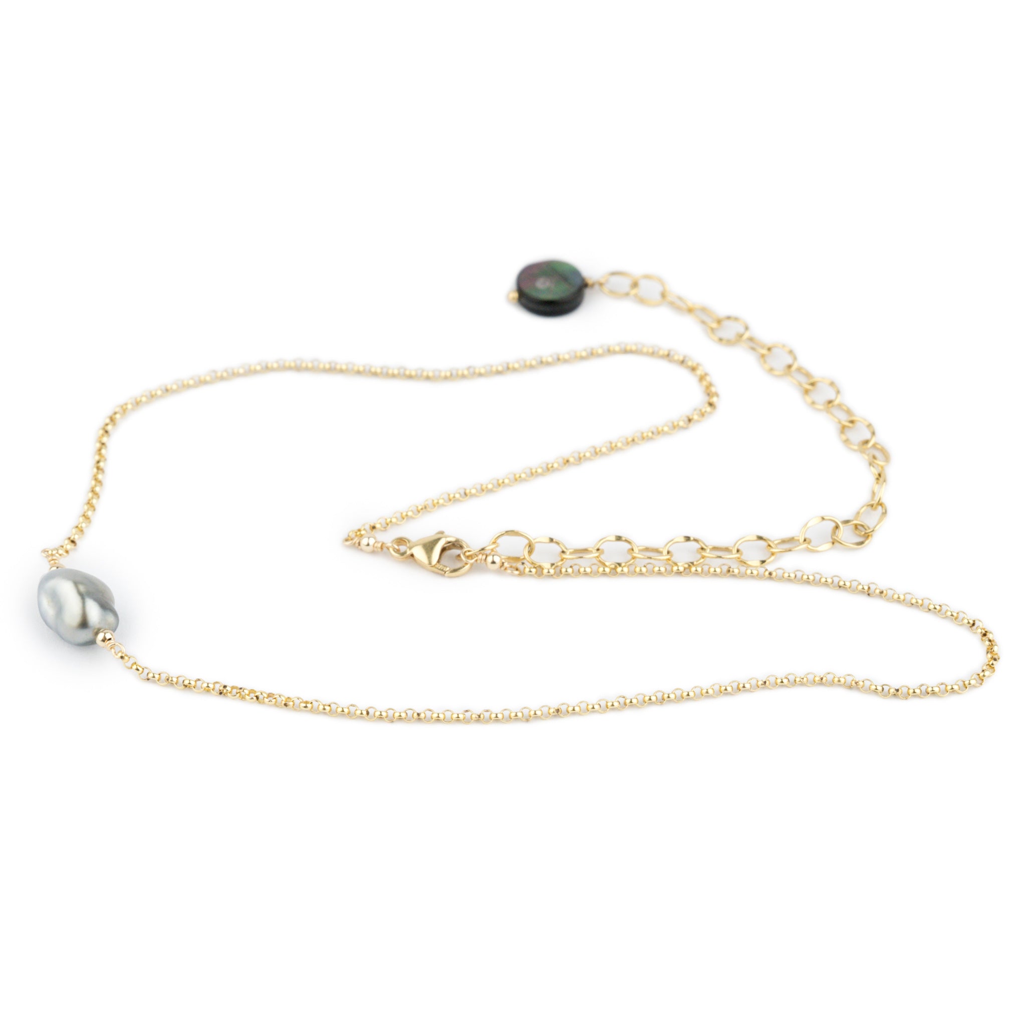 Tahitian Keshi Pearl Chain Choker Necklace on 14/20 Gold Filled