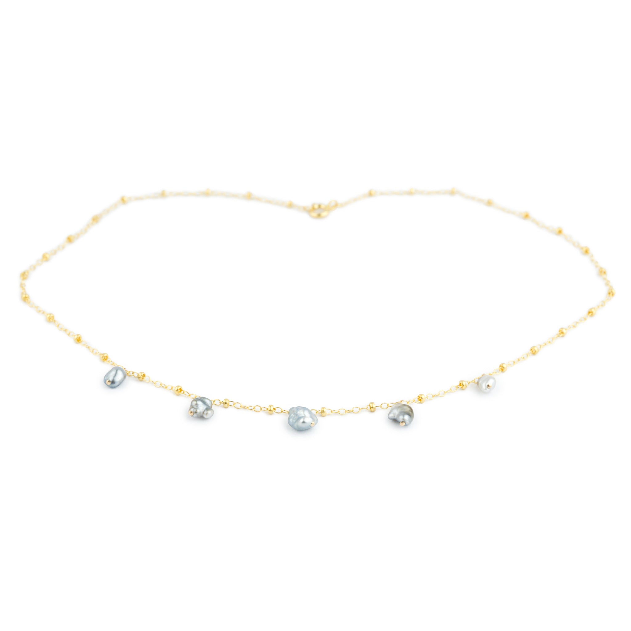 Tahitian Keshi Pearl Beaded Dangle Necklace
