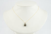 Chocolate Aubergine Tahitian Pearl & Diamond Asteria Pendant or Necklace on 14K Yellow Gold