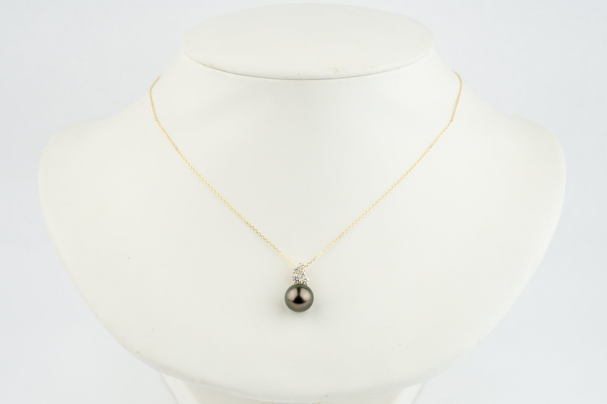 Chocolate Aubergine Tahitian Pearl & Diamond Asteria Pendant or Necklace on 14K Yellow Gold