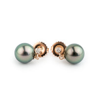 Tahitian Pearl & Diamond Étoile Earrings on 14K Rose Gold