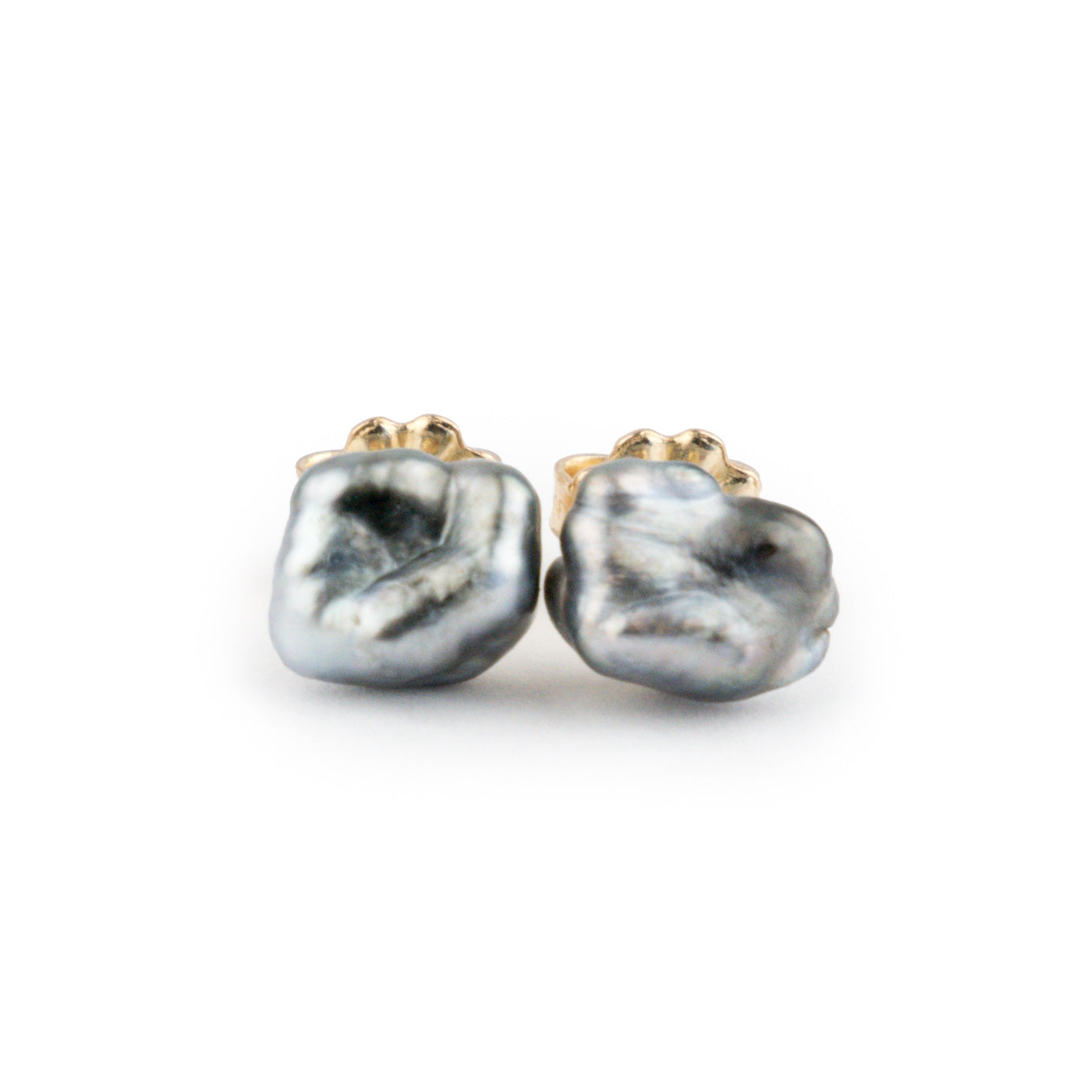 Silver Cloud Keshi Pearl Stud Earrings