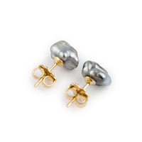 Silver Cloud Keshi Pearl Stud Earrings