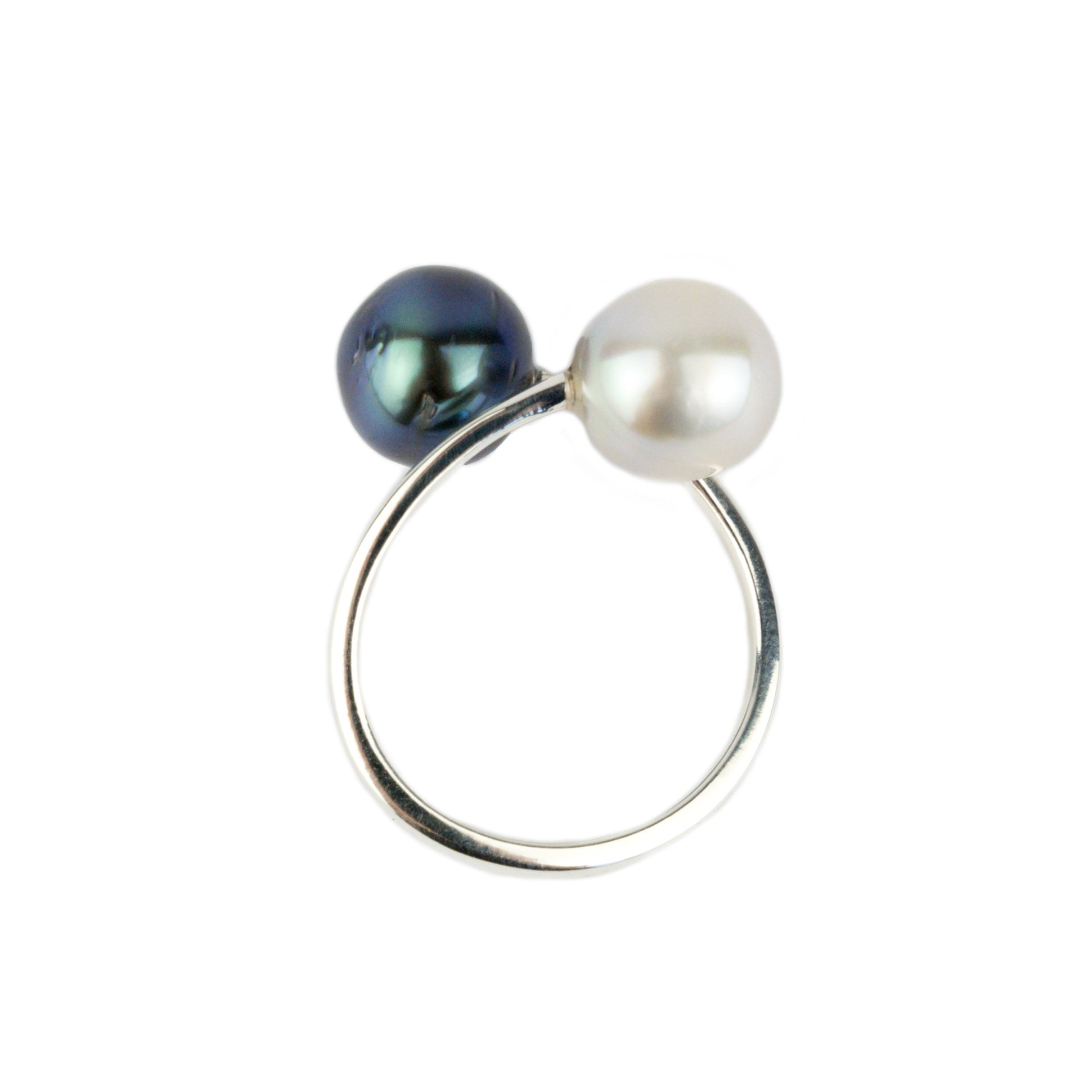Harmony Double Tahitian Pearl Ring on Sterling Silver