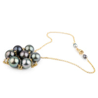 Purple-Blue Tin-Cup Tahitian Pearl Necklace on 14/20 Gold Filled