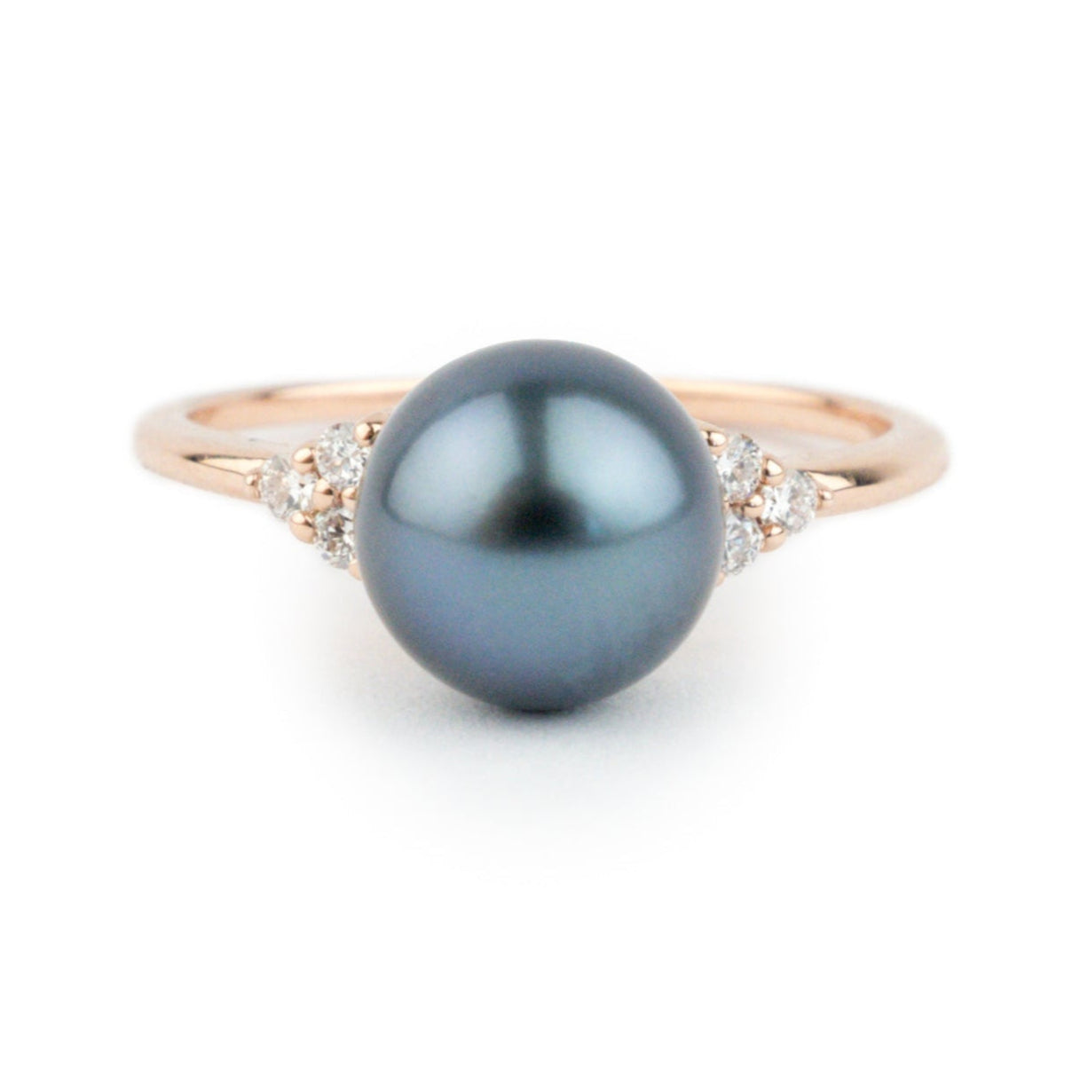 Tahitian Pearl & Diamond Toru Ring on 14K Rose Gold