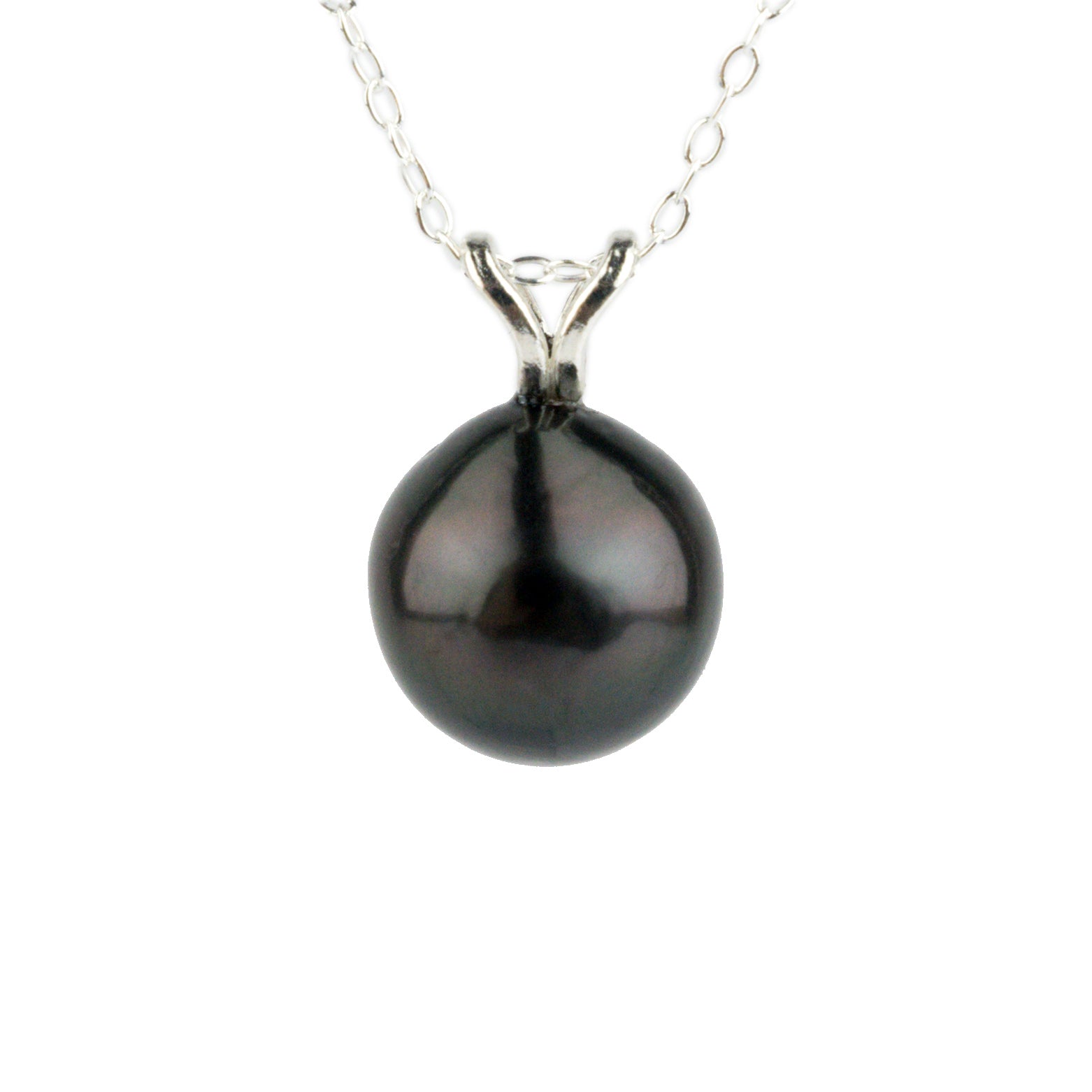Midnight Purple 9mm Tahitian Pearl I'a Necklace on Sterling Silver