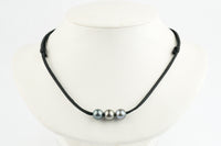 Silvery Blue 10.2-11mm Triple Eimeo Mana Necklace