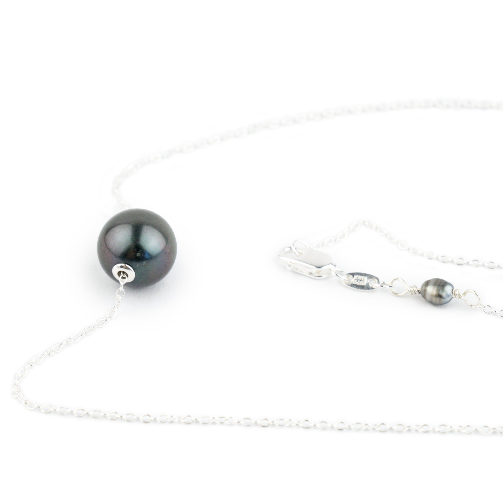 Purple Midnight 10.2mm Tahitian Pearl Solitaire Necklace on Sterling Silver