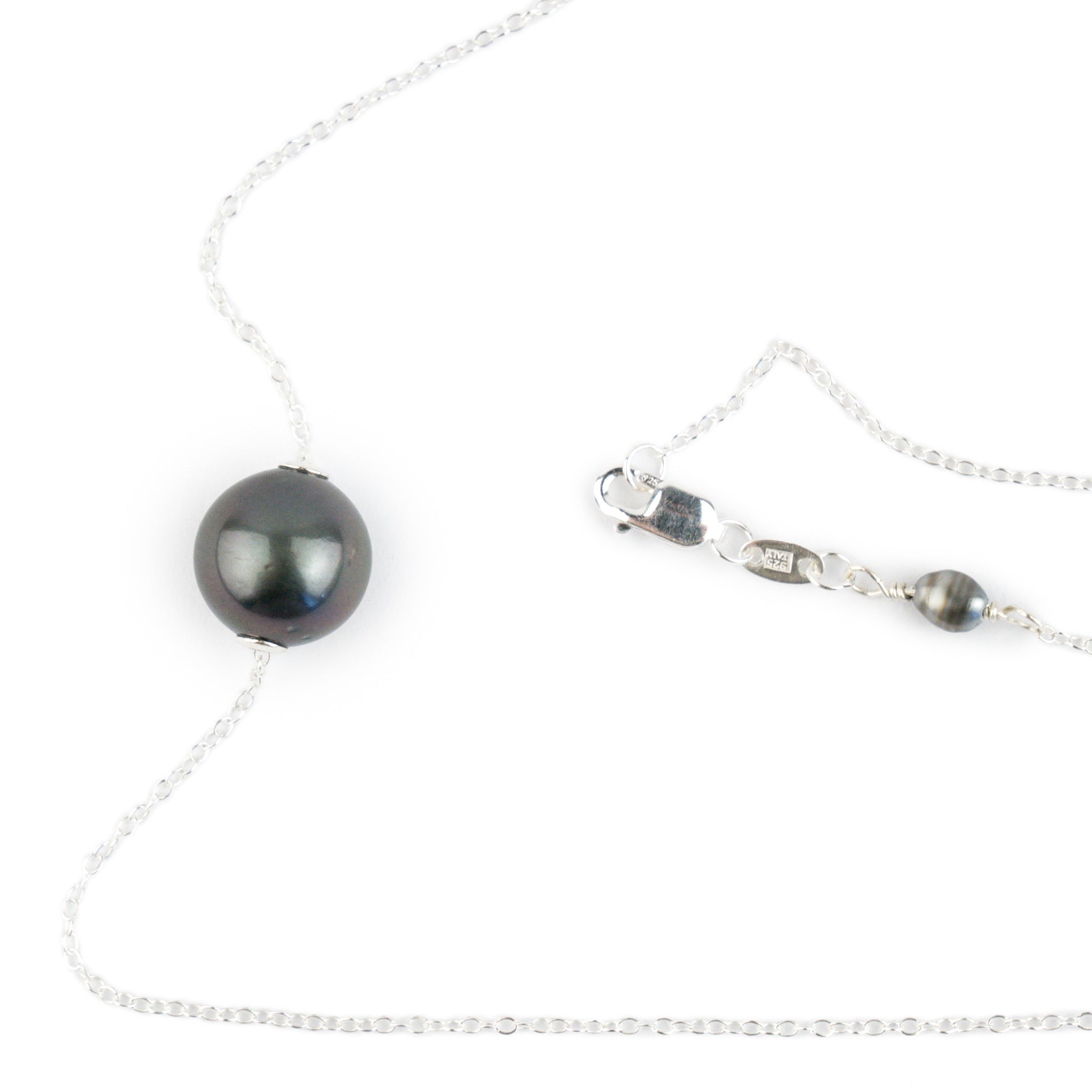 Purple Midnight 10.2mm Tahitian Pearl Solitaire Necklace on Sterling Silver