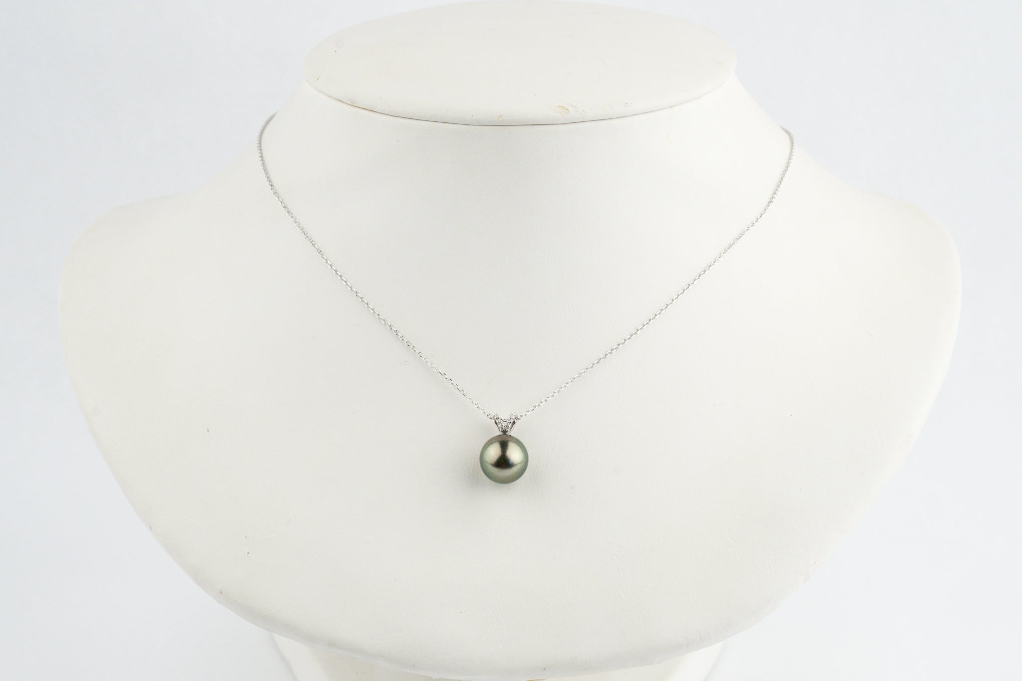 Pink Peacock Tahitian Pearl & Diamond Hoa Necklace on 14K White Gold
