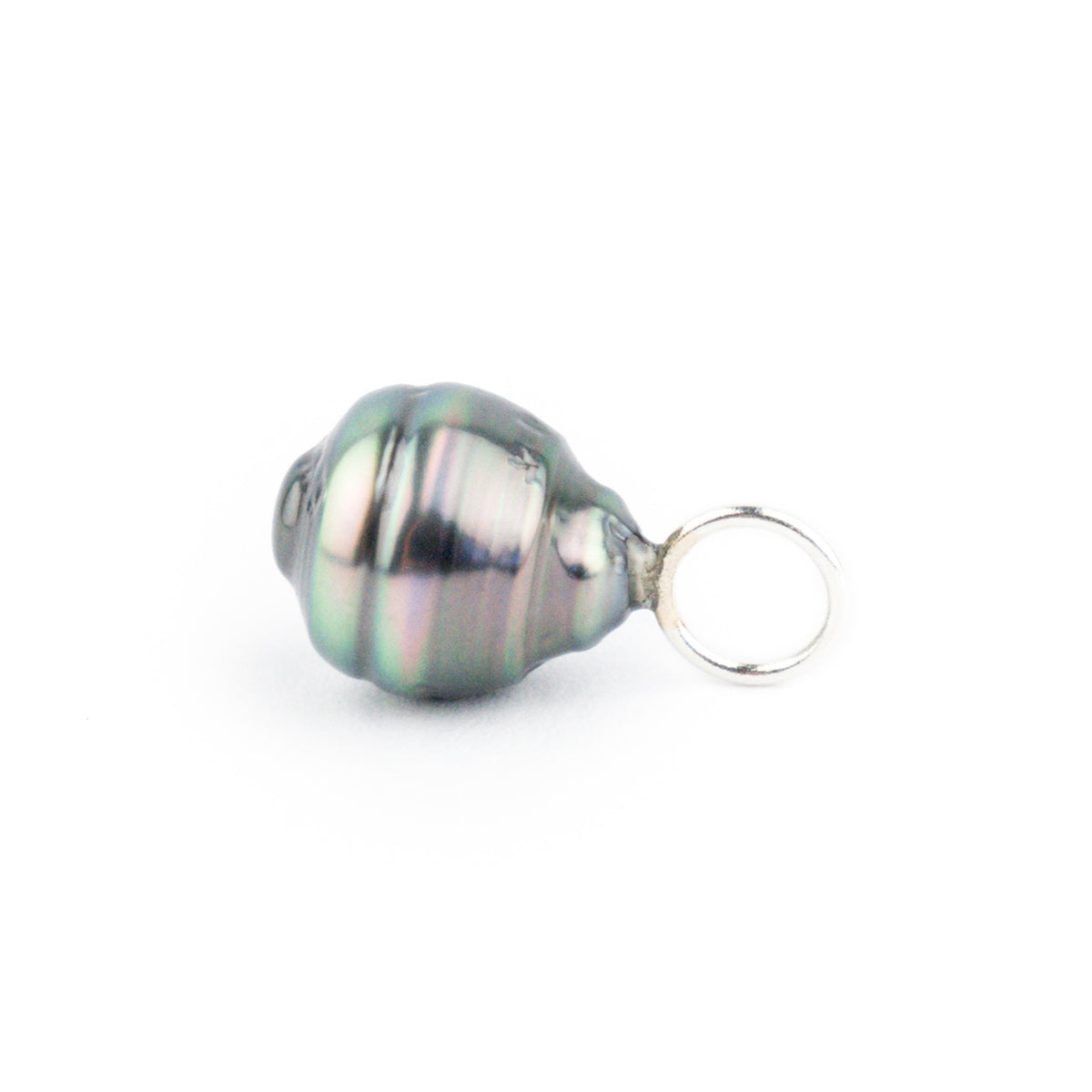Pink Peacock Circled 9.6mm Tahitian Pearl Pendant on Sterling Silver