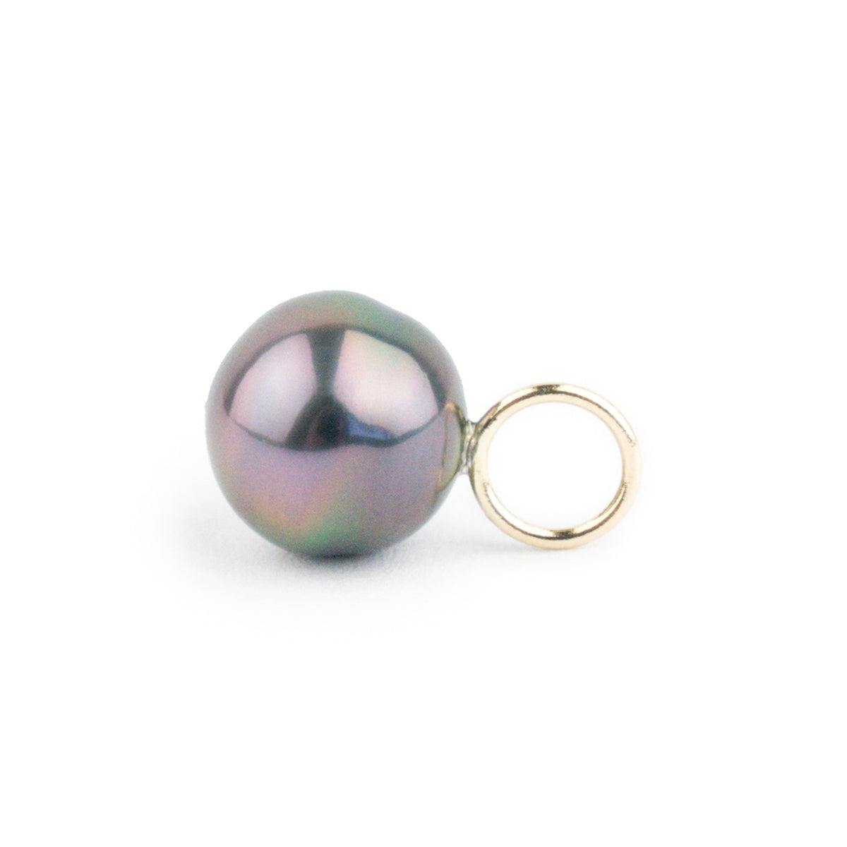 Flashy Aubergine Peacock 9.3mm Tahitian Pearl Pendant on Gold Filled