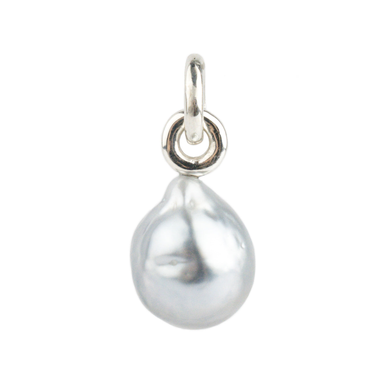 Light Silvery Baroque Tahitian Pearl Rava Pendant on Sterling Silver