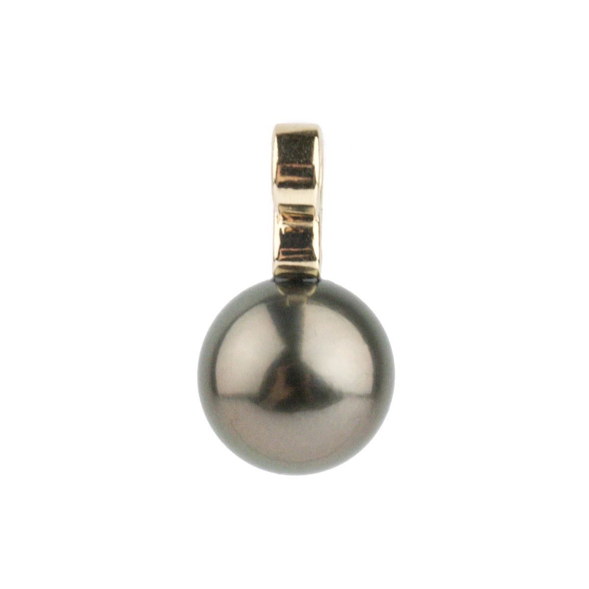 Aubergine Green 10mm Tahitian Pearl Infinity Pendant on 14K Yellow Gold