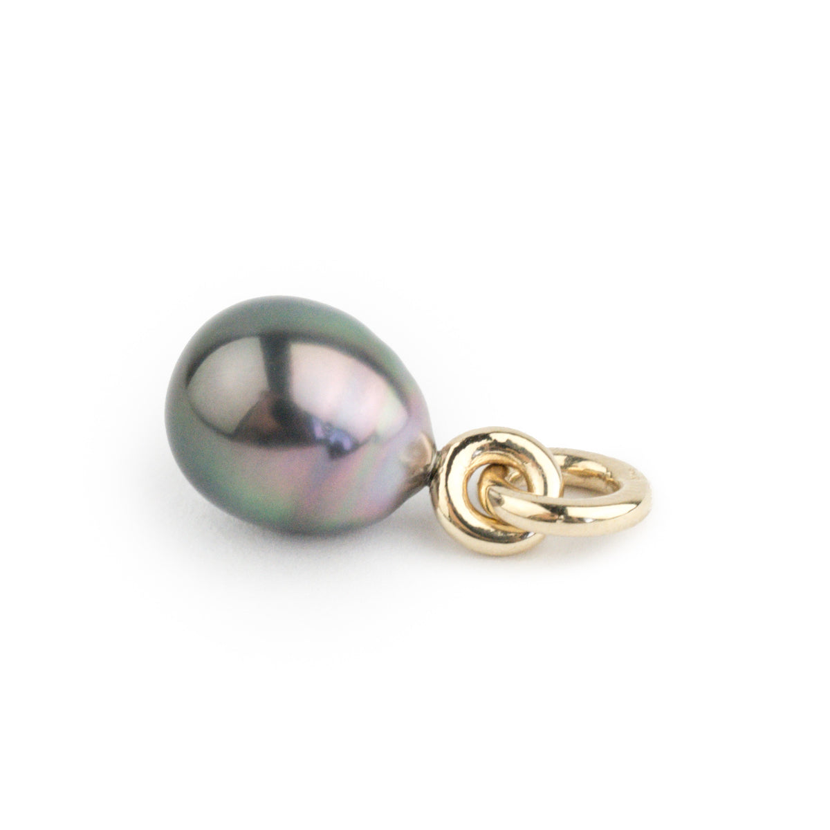 Flashy Plum Peacock Baroque 10.2mm Tahitian Pearl Rava Pendant on 14K Yellow Gold