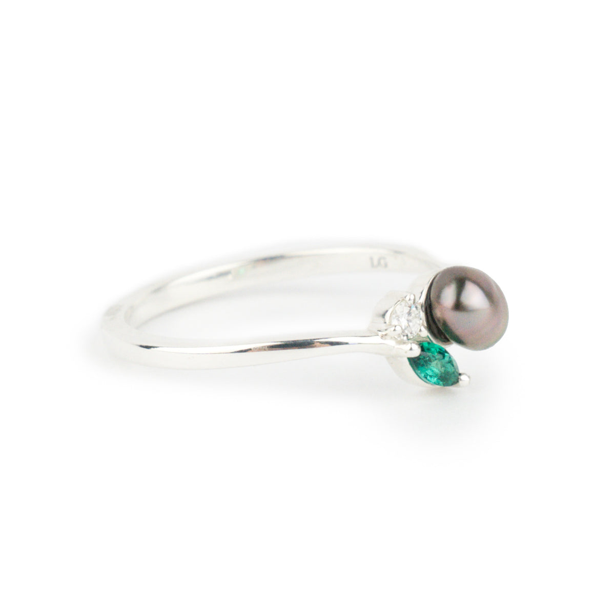 Tahitian Keshi Pearl & Gemstone Natura Ring on Sterling Silver