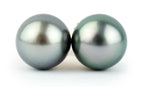 Silvery Blue-Green 9.2mm Tahitian Pearl Stud Earrings on 14K Rose Gold