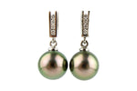 Tahitian Pearl & Diamond Lumière Earrings on 14K White Gold