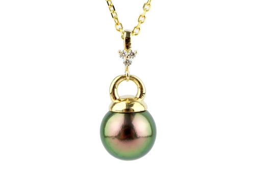 Tahitian Pearl & Diamond Mareva Pendant or Necklace