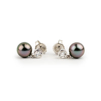 Tahitian Pearl & Diamond Nova Earrings on 14K White Gold