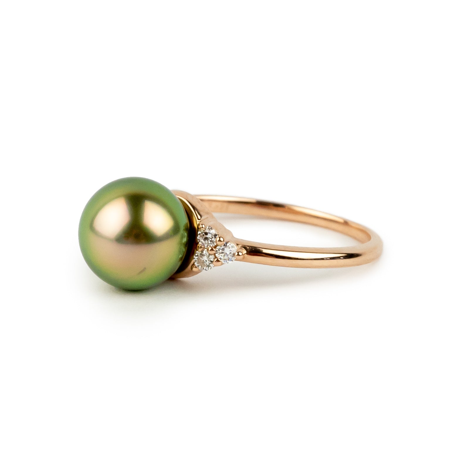 Tahitian Pearl & Diamond Toru Ring on 14K Rose Gold