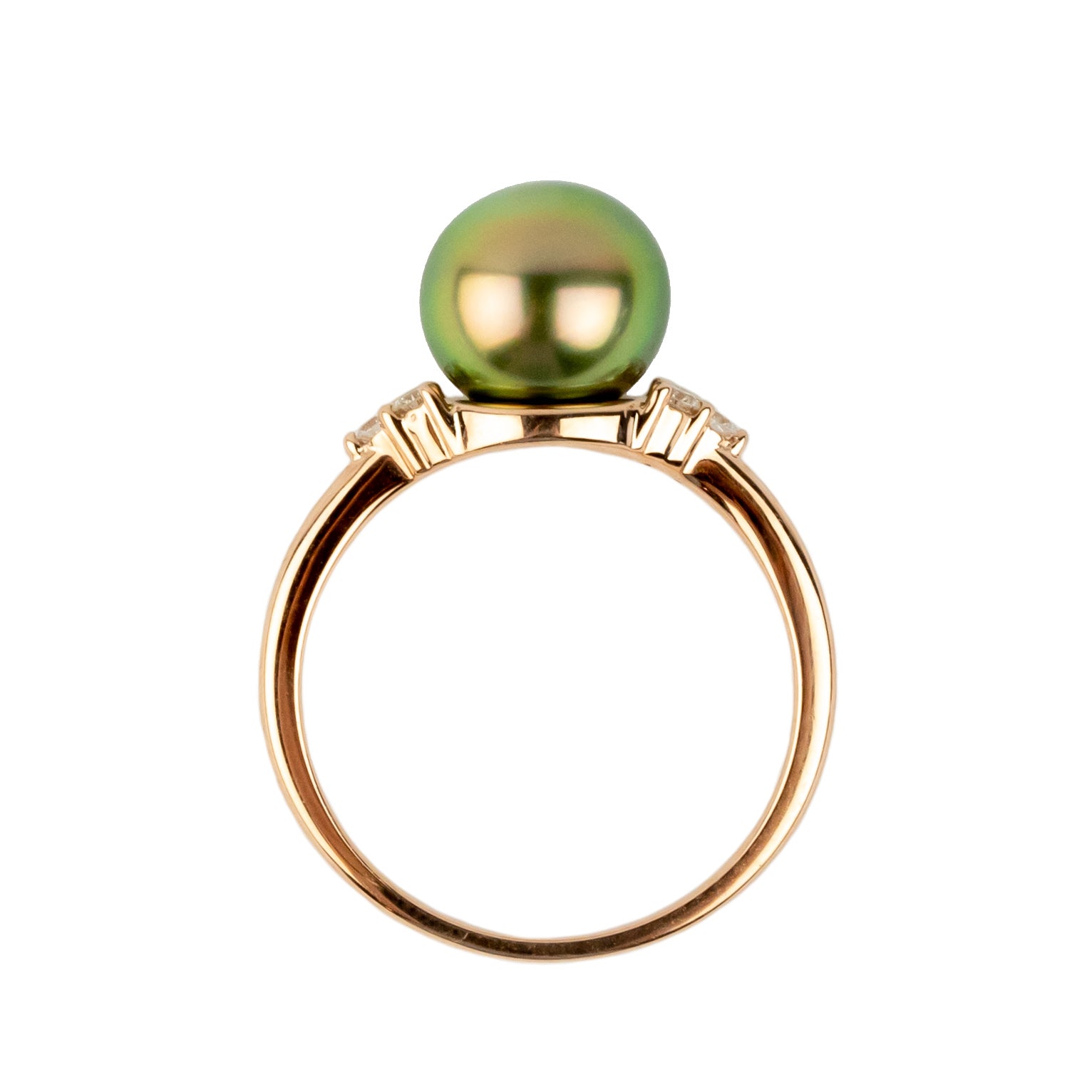 Tahitian Pearl & Diamond Toru Ring on 14K Rose Gold