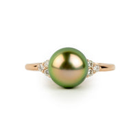Tahitian Pearl & Diamond Toru Ring on 14K Rose Gold