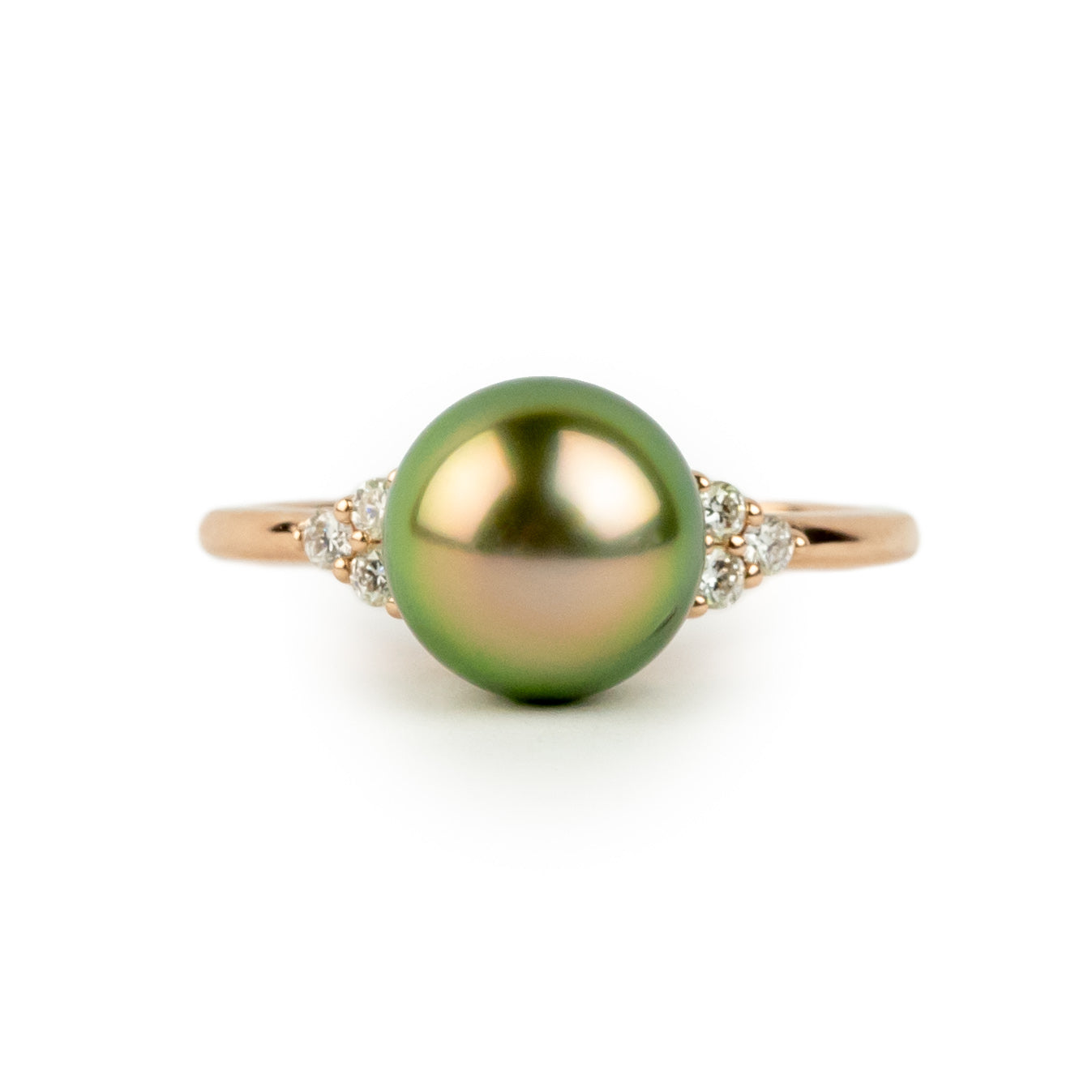 Tahitian Pearl & Diamond Toru Ring on 14K Rose Gold