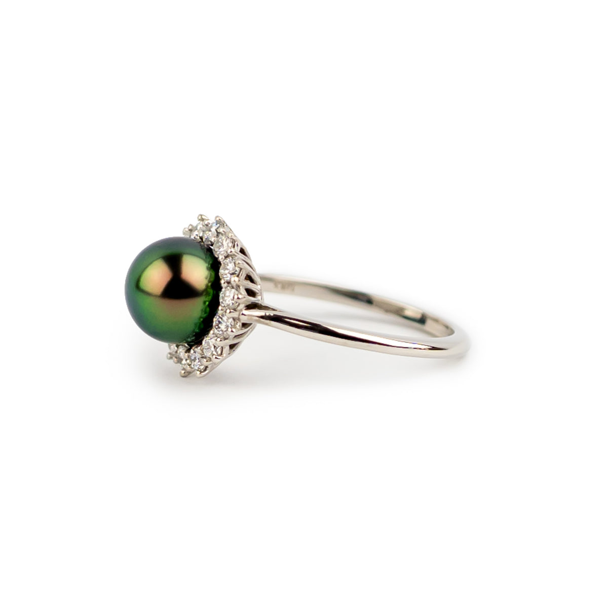 Tahitian Pearl & Diamond Soleil Ring on 14K White Gold