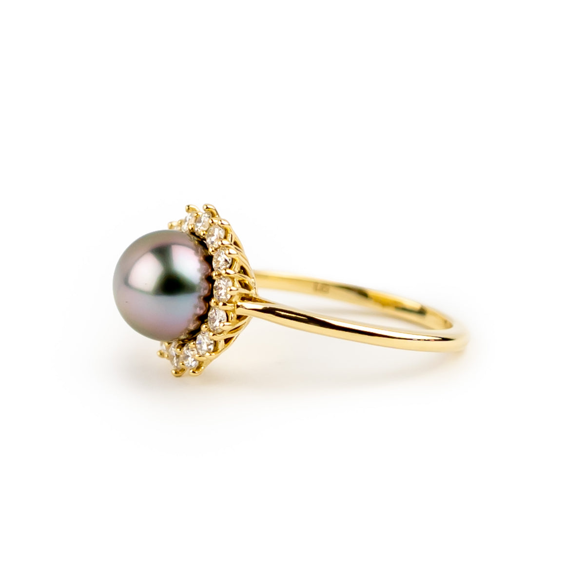 Tahitian Pearl & Diamond Soleil Ring on 14K Yellow Gold
