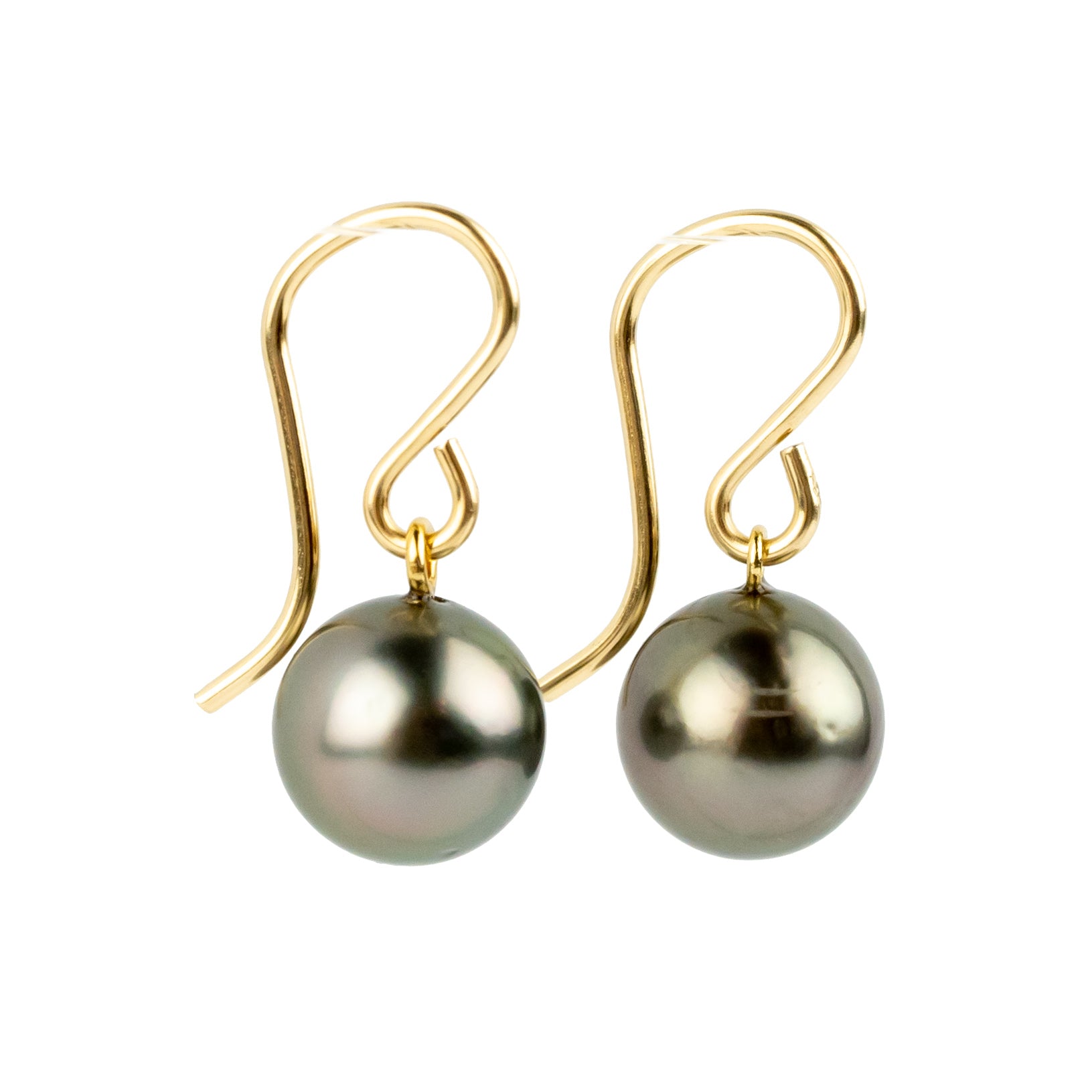 Golden Pink Green Tahitian Pearl Dangles on 14/20 Gold-Filled