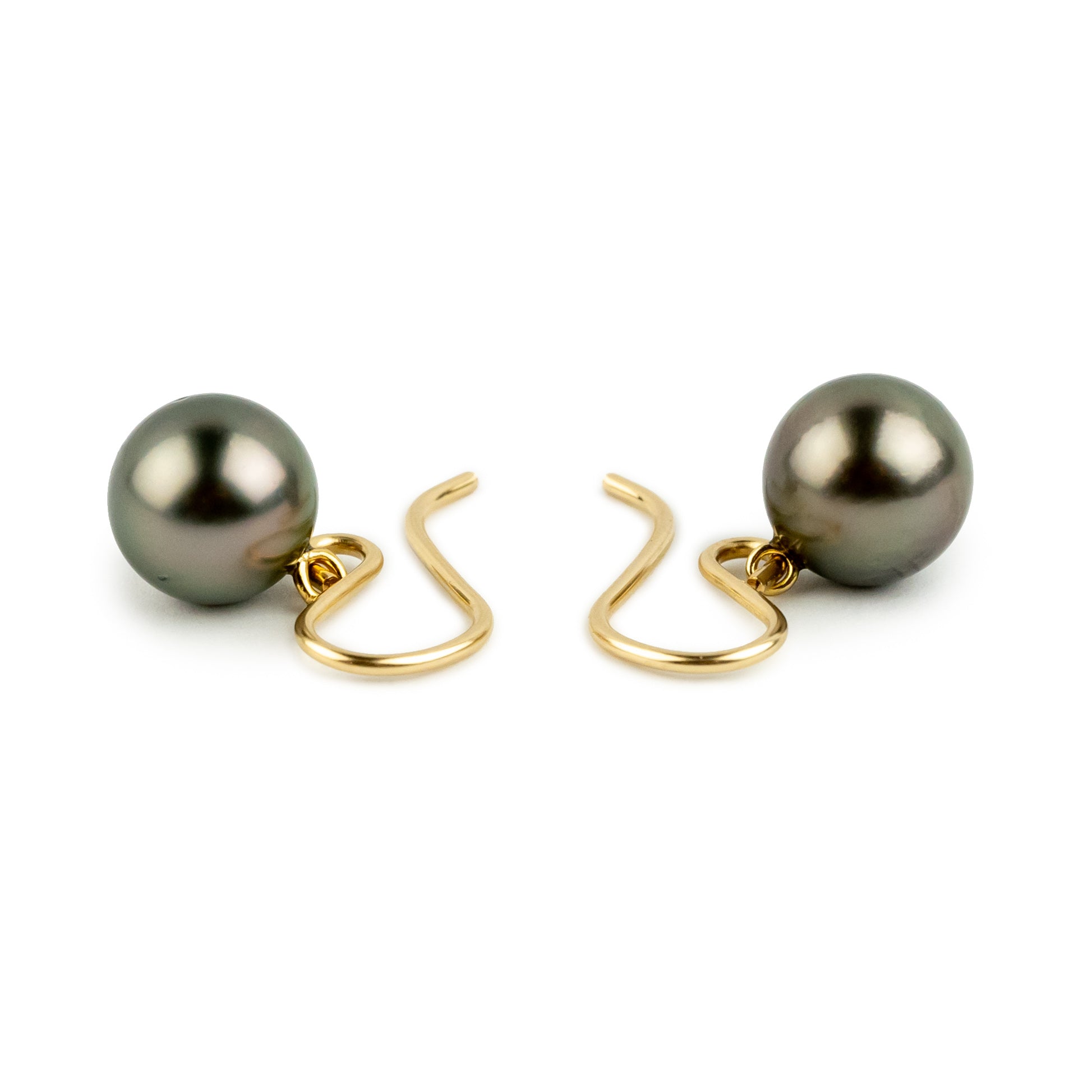 Golden Pink Green Tahitian Pearl Dangles on 14/20 Gold-Filled