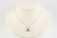 Light Pink Green Tahitian Pearl & Diamond Asteria Necklace on 14K Rose Gold