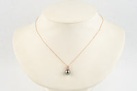 Light Pink Green Tahitian Pearl & Diamond Asteria Pendant or Necklace on 14K Rose Gold
