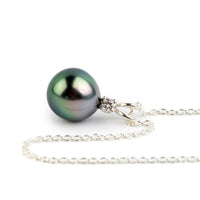Tahitian Pearl & Diamond Pink Green Étoile Necklace on Sterling Silver