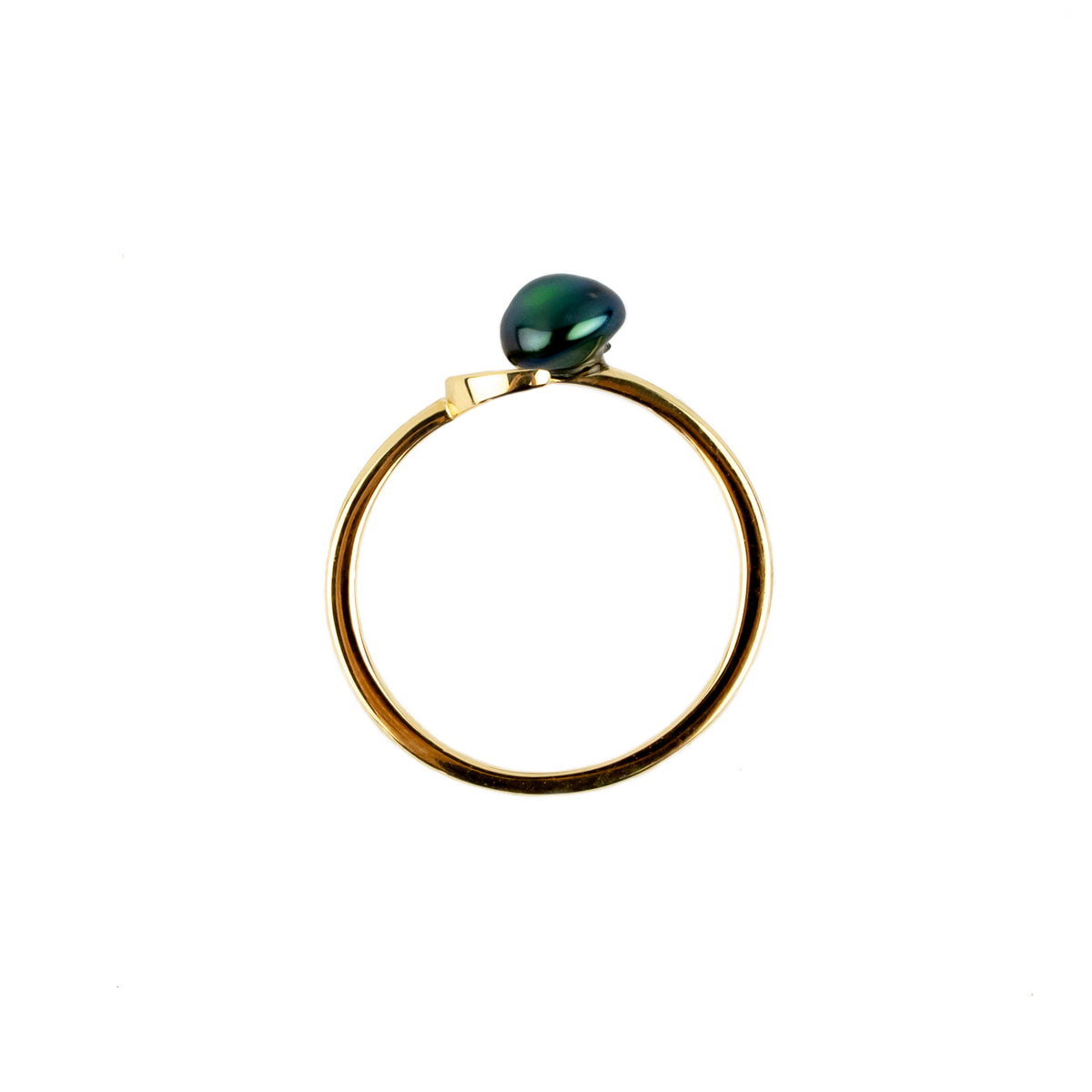 Tahitian Keshi Crescent Moon Ring on 14K Gold