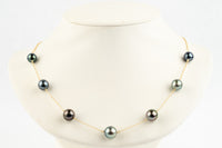Shimmery Multi-Color Tin-Cup Tahitian Pearl Necklace on 14/20 Gold Filled