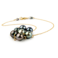 Shimmery Multi-Color Tin-Cup Tahitian Pearl Necklace on 14/20 Gold Filled